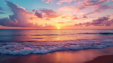 Fototapeta premium Sunset over the beautiful ocean 