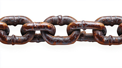 Obraz premium Close up of seamless old rusty chain isolated on white background