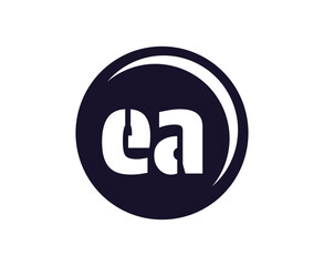 EA sport emblem or team logotype. Ball logo with a combination of Initial letter E and A for balls shop, sports company, training, club badge.
