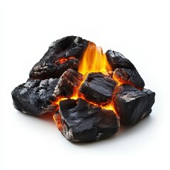 Glowing Embers of Burning Charcoal Briquettes for BBQ Grill Perfect for Summertime Cooking