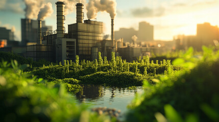 Obraz premium Factories are increasingly adopting sustainable practices to reduce their environmental impact.