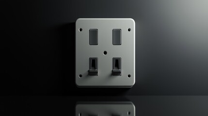 A modern electrical outlet on a sleek black background, showcasing minimalist design.
