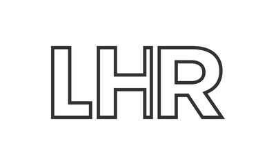 LHR logo design template with strong and modern bold text. Initial based vector logotype featuring simple and minimal typography. Trendy company identity.