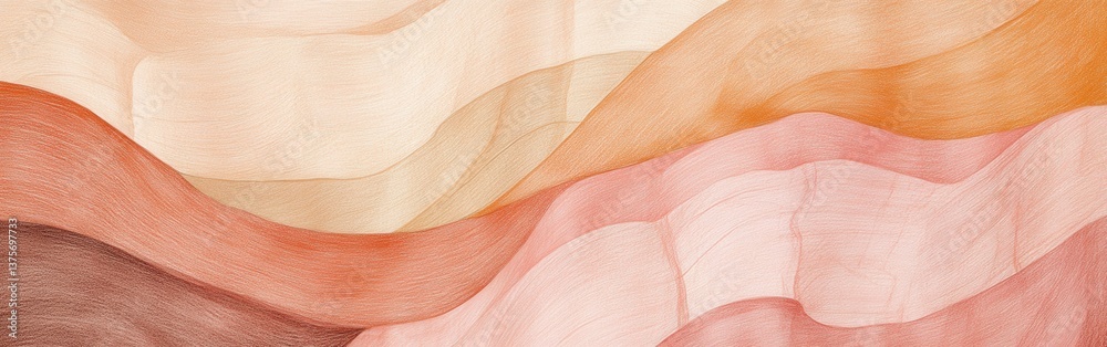 Poster abstract pencil strokes composition: earthy tones and wavy lines for backgrounds and artistic design