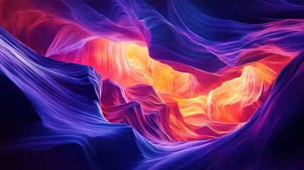 Fototapeta premium Abstract artwork depicting colorful canyons with light illumination and textures