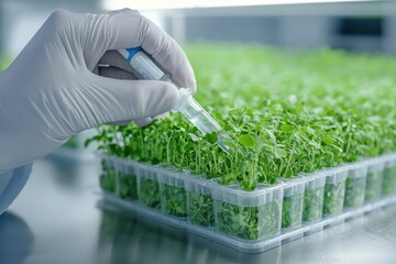 Plant growth experiment laboratory scientific research controlled environment close-up view cultivating innovation