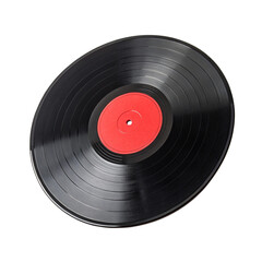 Vintage vinyl record with red label. Music, retro, nostalgia.