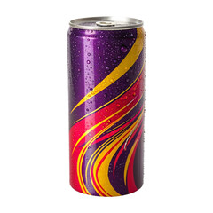 Fototapeta premium Refreshing purple energy drink can with vibrant design.