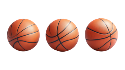 Basketball Set of Three Different Poses on Transparent Background for Sports Branding, Team Marketing, or Event Promotion