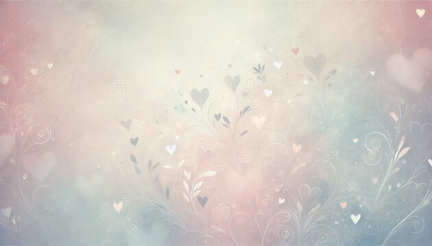 Zarter, romantischer Hintergrund mit transparenten Herzformen in Pastellfarben &ndash; ideal f&uuml;r Valentinstag und Liebesbotschaften. Generative KI