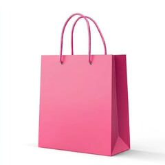 Pink Shopping Bag on White Background Ready for Merchandise Product Showcase
