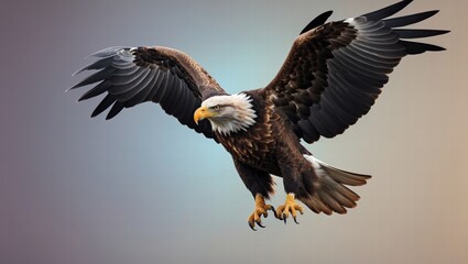 Obraz premium Majestic Bald Eagle in Flight,Wings Spread Wide