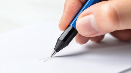 Close-up of a hand signing a document with a pen.
