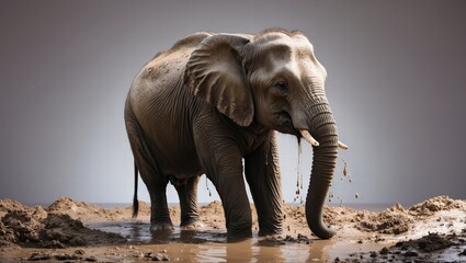 Obraz premium African Elephant in Mud,Wildlife Photography