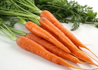 Fresh Organic Carrots with Green Tops