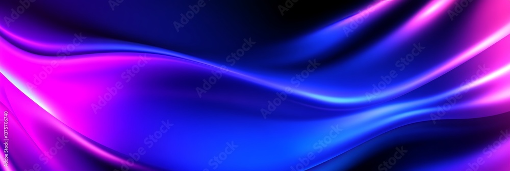 Wall mural abstract background with smooth layered gradient lines in neon magenta and cobalt blue