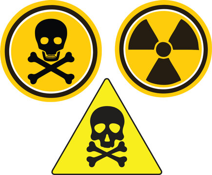 Radioactive or danger and hazard icons on white background. Radioactive, toxic, bio hazard, poison icon sign in editable vector format. EPS 10