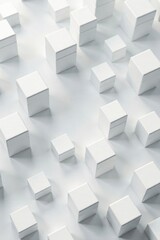 Obraz premium random shifted white cube boxes in a grid layout, blank, pattern