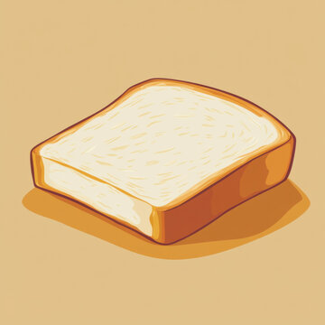 Flat vector illustration of a single soft bread slice with clean lines, no shadows or details. Minimalist design ideal for icons, apps, packaging, and modern food-related graphics.