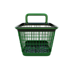 Empty Green Plastic Shopping Basket on 