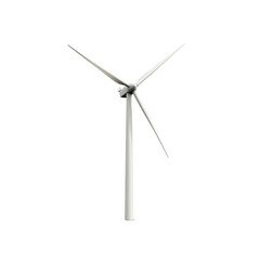 A tall wind turbine with three elongated blades, designed for harnessing wind energy.