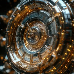 Obraz premium Futuristic Abstract Technology Design with Golden and Silver Elements