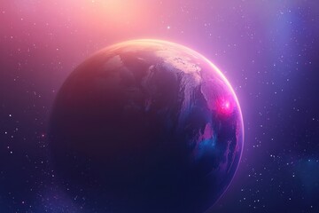 Obraz premium Stunning view of a distant planet in a colorful cosmic background during the night sky