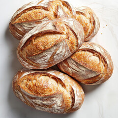 sourdough bread loaves on a white background 
