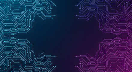Abstract Circuit Board Technology Design with Glowing Lines and Gradient Colors