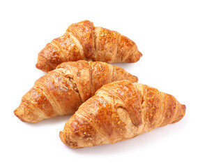 Delicious croissants on white background
