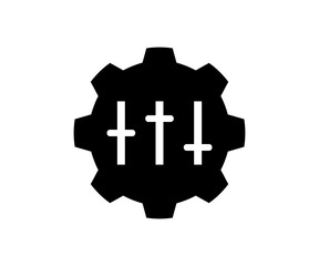 Setting icon, cog, gear, help options account, settings, cogwheel, gear element. Black gear wheel icon illustration on transparent background PNG. 