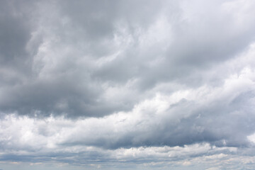 grey cumulus cloudscape of overcast sky. dramatic meteorology background. cloudy weather forecast...
