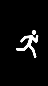 Running logo animated with alpha channel in vertical dimension. 4K sticky runner man