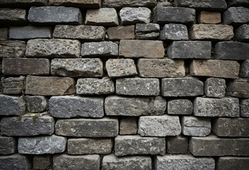 Obraz premium A brick wall is shown in black and white.