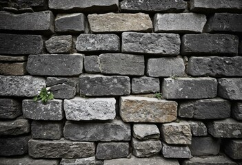 Obraz premium A brick wall is shown in black and white.