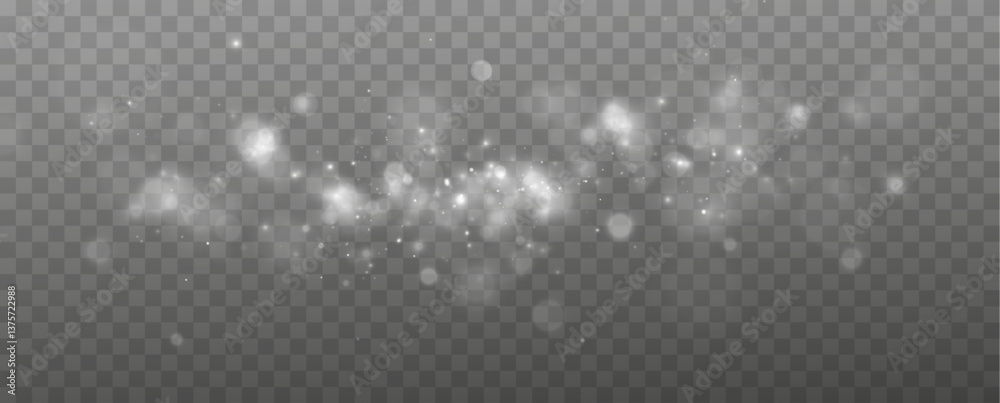 Poster light effect with glitter particles.christmas dust.white sparks shine with special light.
