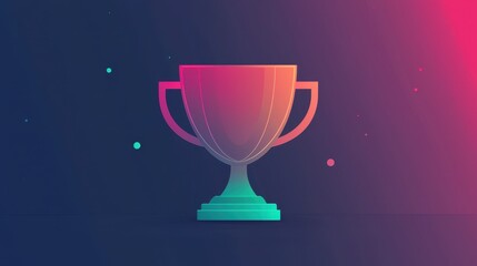 Modern Trophy on Gradient Background for Achievement and Success Concept in Digital Art Style