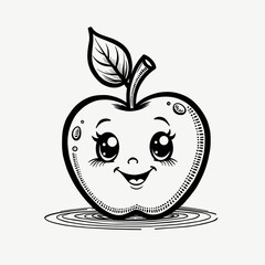 Cute smiling apple character graphic illustration  