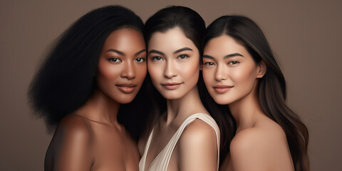 Diverse Beauty Portrait of Three Women..