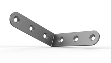 90 Degree Corner Bracket. Sheet Metal. Isolated. White background. 3d render