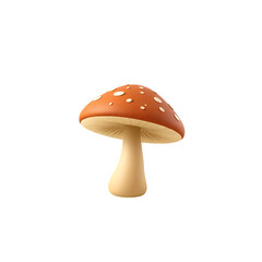 3D rendered brown mushroom with white spots