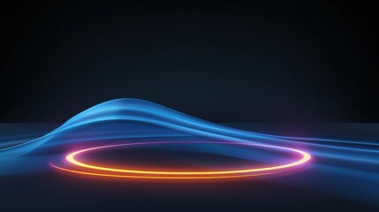 Abstract blue and orange light waves background