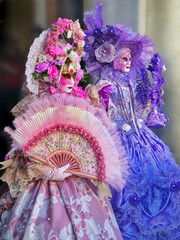 Women wearing traditional carnival costume in Venice