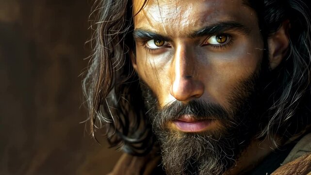 The betrayer of Jesus Christ with a frightening look 4K