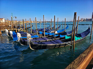 Gondolas on the Grand Canal in Venice