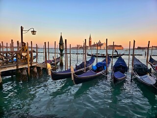 Gondolas on the Grand Canal in Venice
