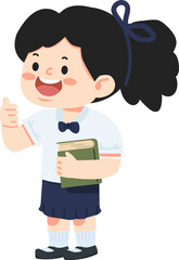 Cheerful Schoolgirl Holding a Book student