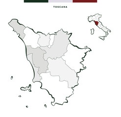 Regione Toscana in Italia - mappa vettoriale