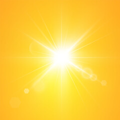  Warm sun on a yellow background. Leto.bliki solar rays