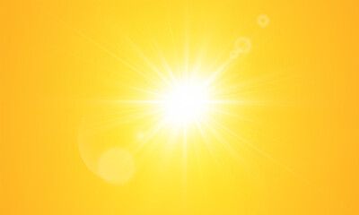  Warm sun on a yellow background. Leto.bliki solar rays